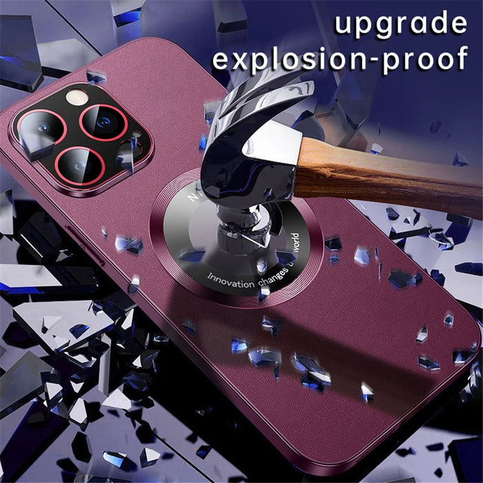 RH05 Magnetic Phone Shell for iPhone 14 Pro Case Soft TPU PC PU Leather Coated Phone Cover - Purple - 7