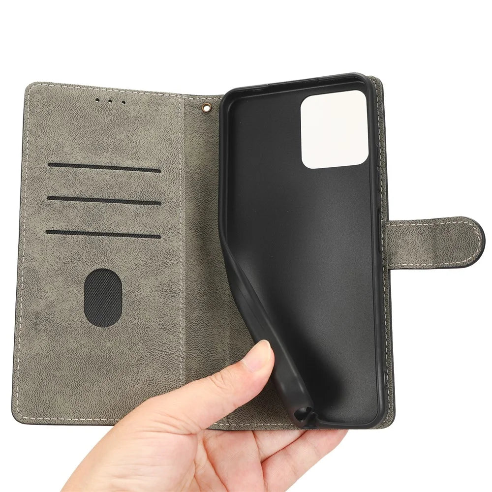 For T-Mobile REVVL 6 5G / T Phone 5G / Telekom T Phone 5G RFID Blocking Phone Case Leather Stand Wallet Cover with Strap - Black - 4