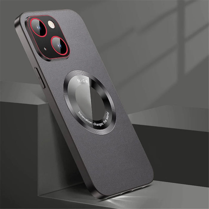 RH05 Protective Case for iPhone 14 Magnetic Phone Shell PU Leather Coated Soft TPU PC Case - Black - 2