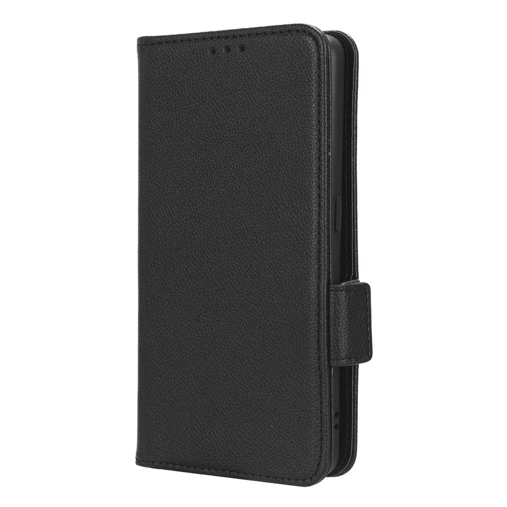 For Realme GT Neo 5 5G / GT3 5G Dual Magnetic Clasp Cover Wallet Stand Litchi Texture PU Leather+TPU Phone Case - Black - 7