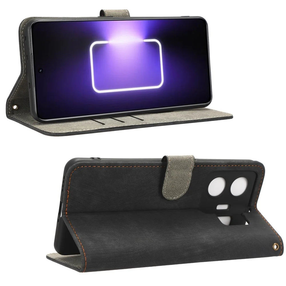 For Realme GT Neo 5 5G / GT3 5G Wallet Phone Case RFID Blocking Leather Stand Phone Cover with Strap - Black - 3