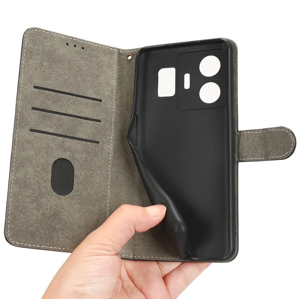 For Realme GT Neo 5 5G / GT3 5G Wallet Phone Case RFID Blocking Leather Stand Phone Cover with Strap - Black - 4