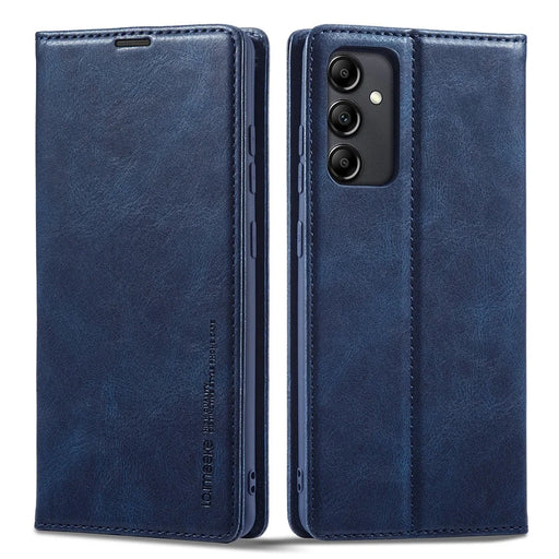 LC.IMEEKE For Samsung Galaxy A14 4G / 5G PU Leather Flip Wallet Case RFID Blocking Stand Phone Cover - Blue - 1