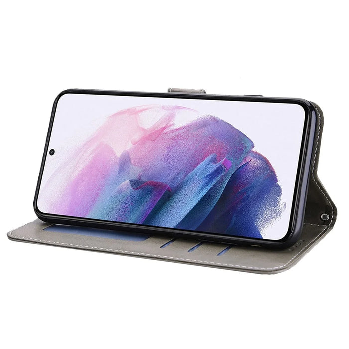 For Samsung Galaxy A54 5G PU Leather Wallet Phone Case Deer Tree Pattern Stand Cover - Grey - 3