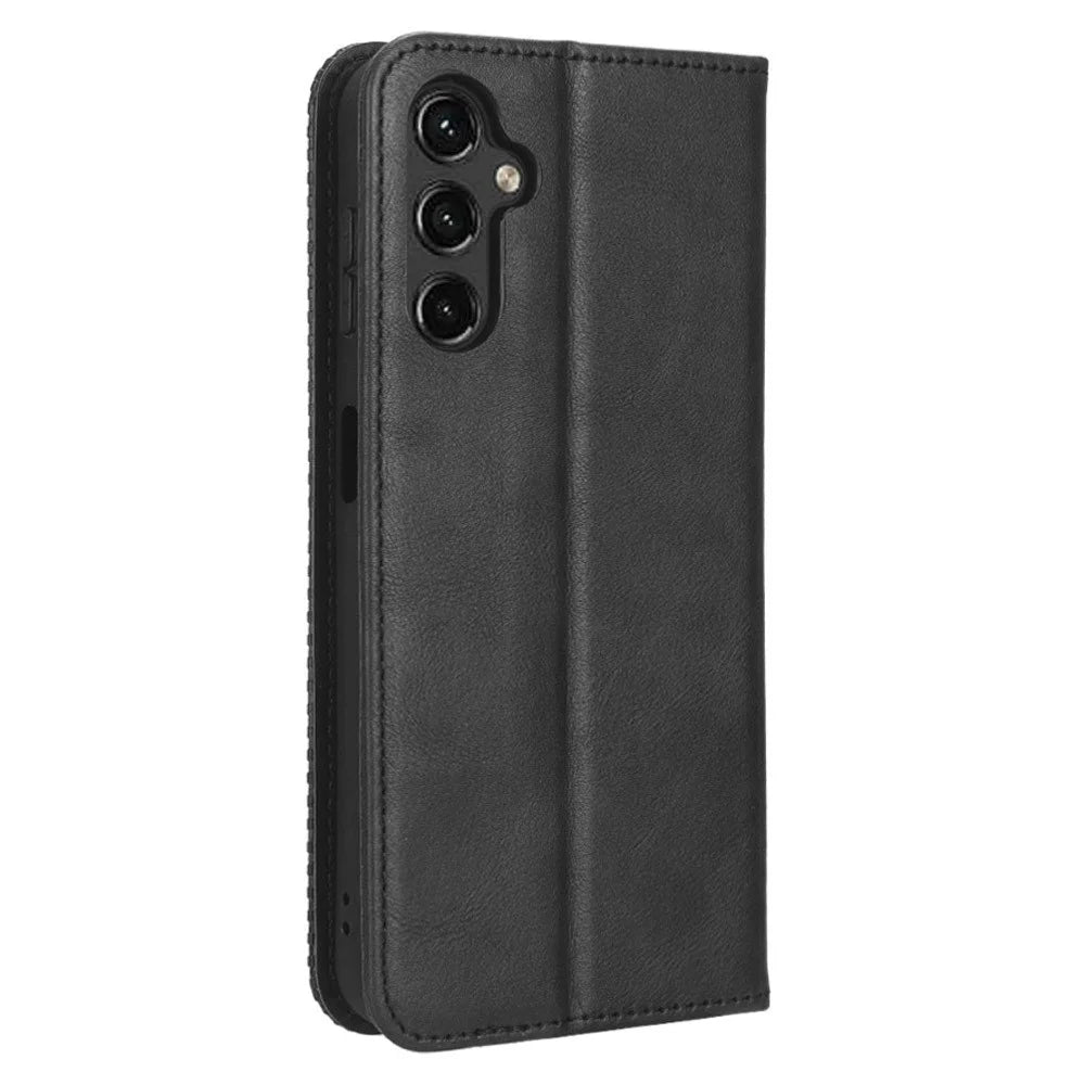 For Samsung Galaxy A24 4G (162.1 x 77.6 x 8.3mm) PU Leather Smartphone Case Vintage Stand Wallet Anti-drop Phone Cover - Black - 7