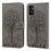 Wallet Phone Case for Samsung Galaxy A14 5G / A14 4G , PU Leather Deer Tree Pattern Stand Flip Cover - Grey - 1