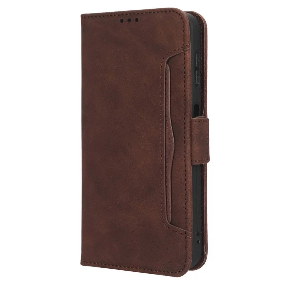 For ZTE Blade V40 Design PU Leather Phone Stand Case Multiple Card Slots Wallet Smartphone Cover - Brown - 5