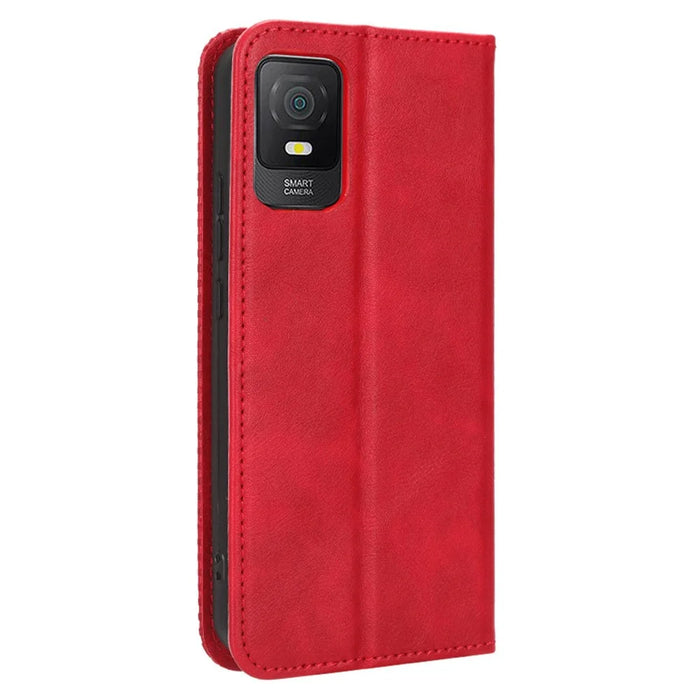 For TCL 403 Retro Phone Cover Magnetic PU Leather Stand Cell Phone Wallet Case - Red - 7