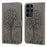 For Samsung Galaxy S23 Ultra Phone Case PU Leather Deer Tree Pattern Stand Flip Wallet Cover - Grey - 1