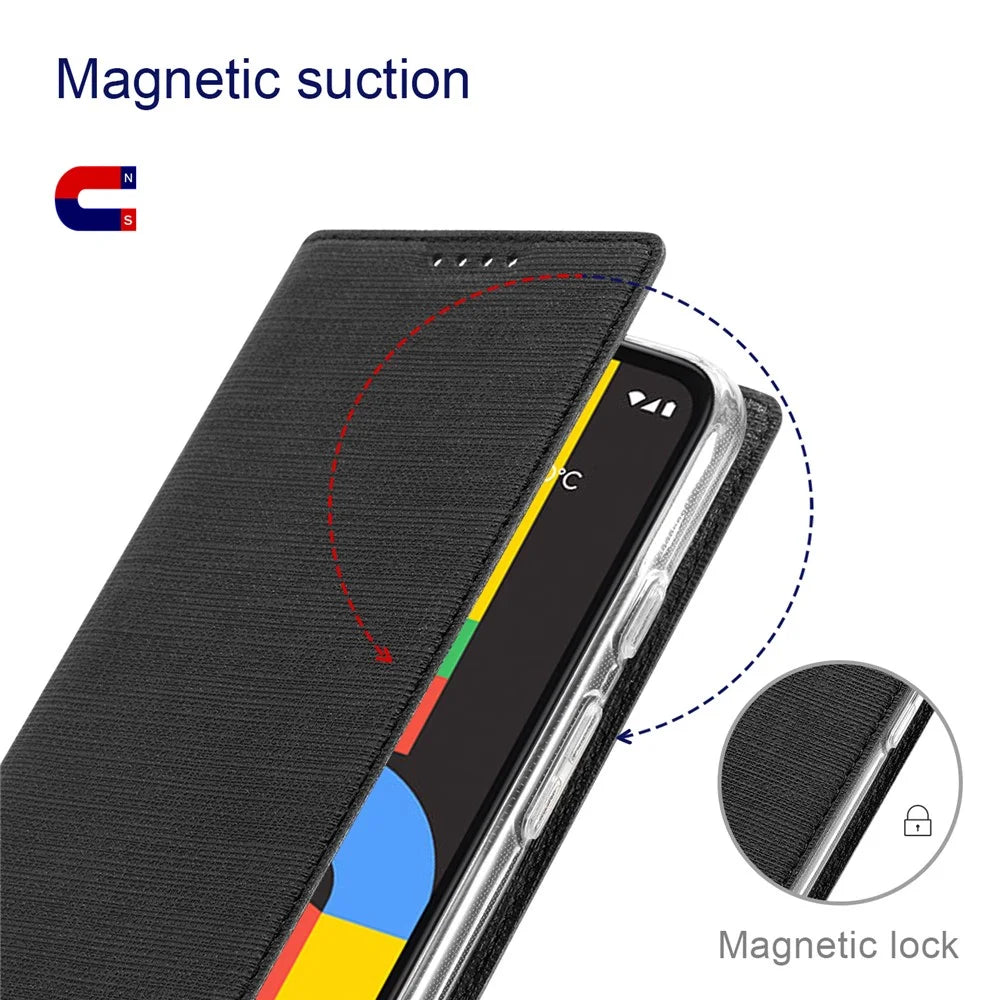 VILI DMX Series for Google Pixel 7a Card Slots Phone Case Mobile Phone PU Leather Stand Cover - Black - 4