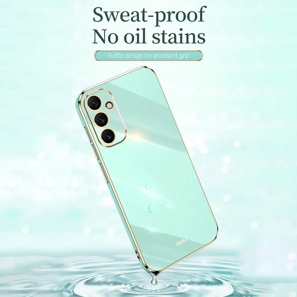 XINLI Electroplating Phone Case for Samsung Galaxy A34 5G Anti-scratch TPU Cover - Cyan - 3