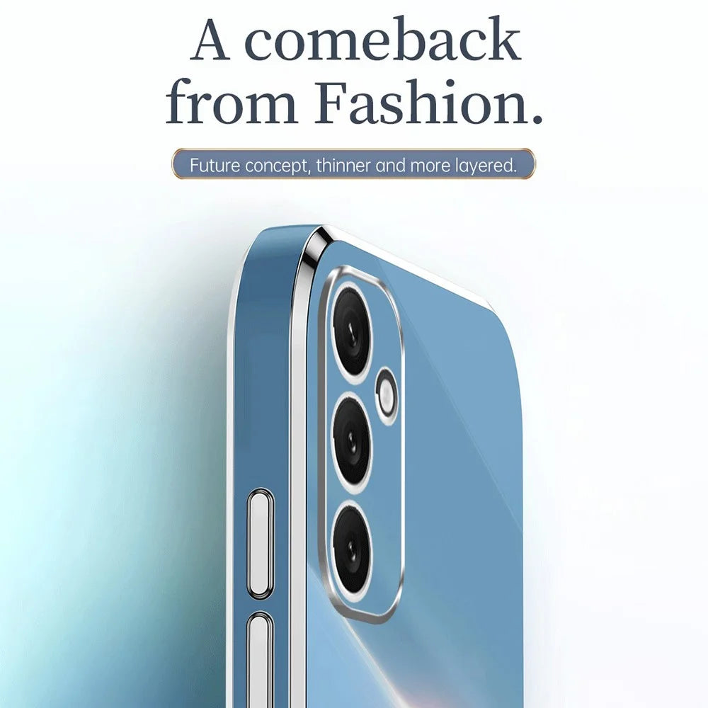 XINLI Electroplating Phone Case for Samsung Galaxy A34 5G Anti-scratch TPU Cover - Cyan - 5