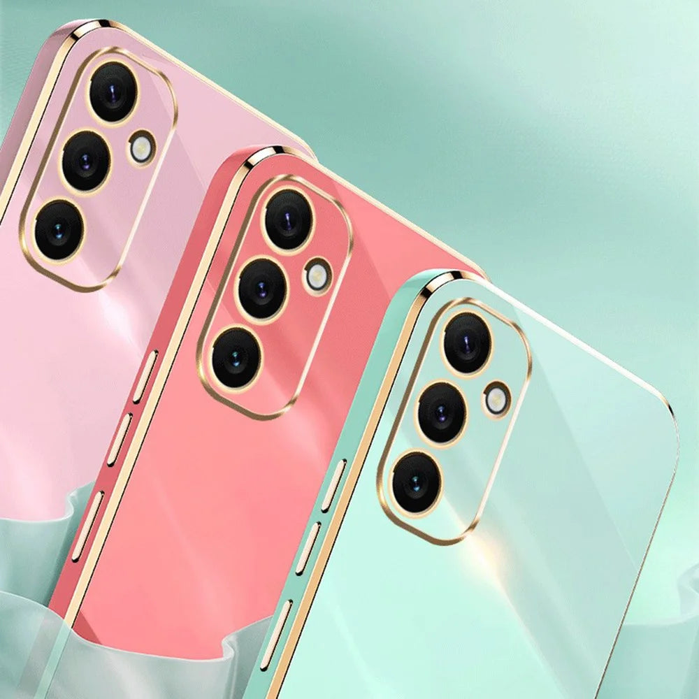 XINLI Electroplating Phone Case for Samsung Galaxy A34 5G Anti-scratch TPU Cover - Cyan - 6