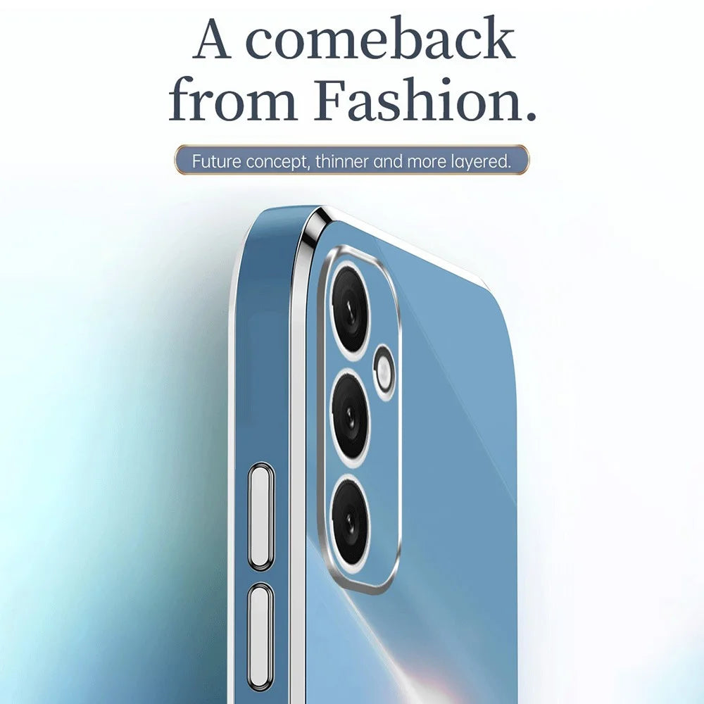 XINLI For Samsung Galaxy A34 5G Phone TPU Case Electroplating Ring Kickstand Anti-drop Cover - Cyan - 5