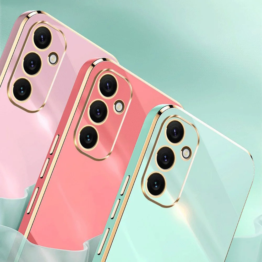 XINLI For Samsung Galaxy A34 5G Phone TPU Case Electroplating Ring Kickstand Anti-drop Cover - Cyan - 6