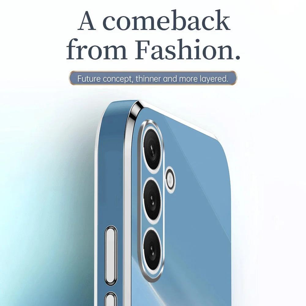 XINLI For Samsung Galaxy A24 4G (162.1 x 77.6 x 8.3mm) Electroplating Phone Case Ring Kickstand Cell Phone TPU Cover - Cyan - 5