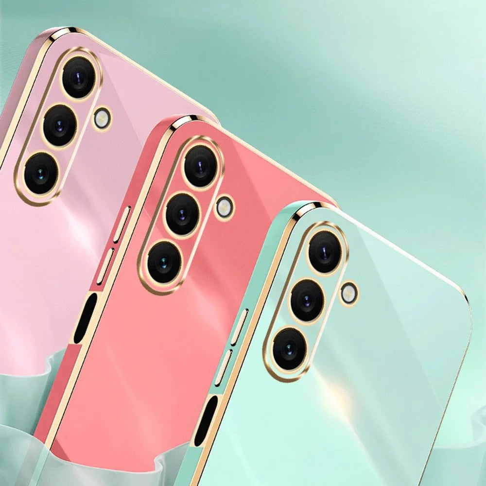 XINLI For Samsung Galaxy A24 4G (162.1 x 77.6 x 8.3mm) Electroplating Phone Case Ring Kickstand Cell Phone TPU Cover - Cyan - 6