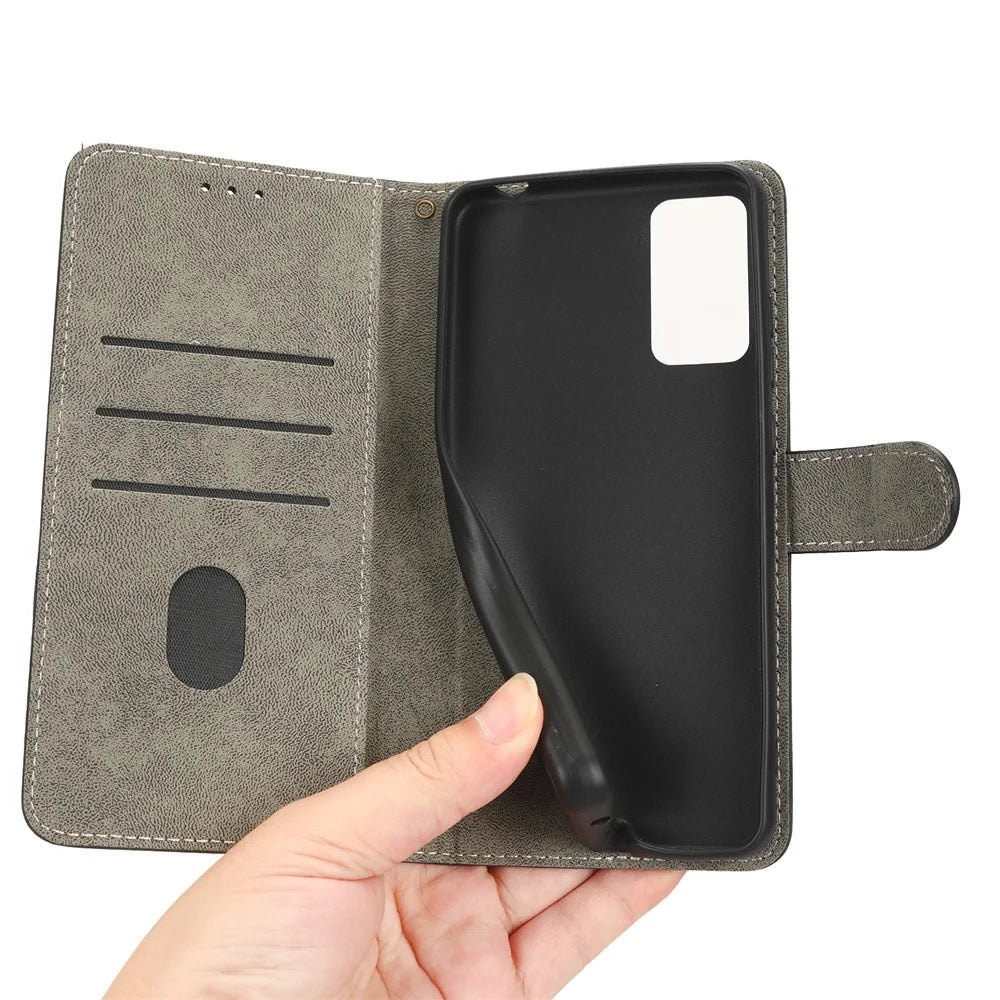 For TCL Ion X RFID Blocking PU Leather Phone Case Stand Phone Wallet Shockproof Cover with Strap - Black - 5