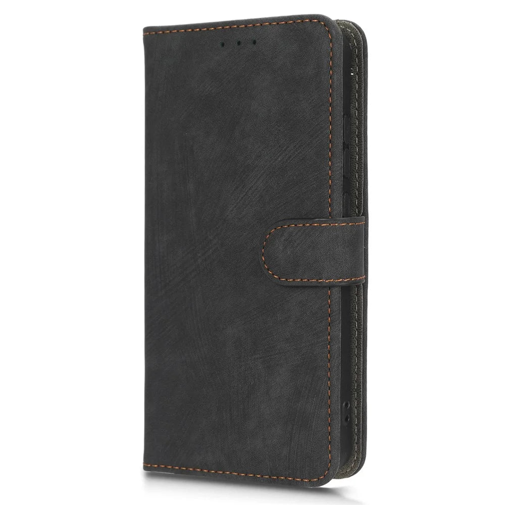 For TCL Ion X RFID Blocking PU Leather Phone Case Stand Phone Wallet Shockproof Cover with Strap - Black - 6