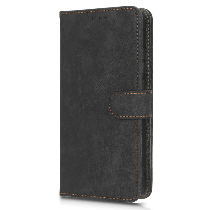 For Realme C55 4G / Narzo N55 4G RFID Blocking PU Leather Phone Case Stand Phone Wallet Cover with Strap - Black - 6