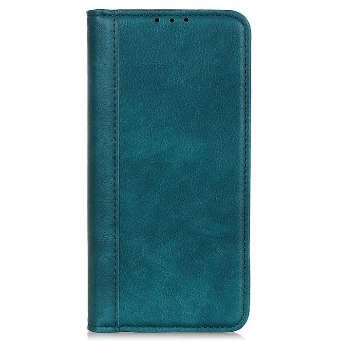 For Google Pixel 7a Split Leather Phone Case Litchi Texture Wallet Stand Flip Protective Cover - Green - 7