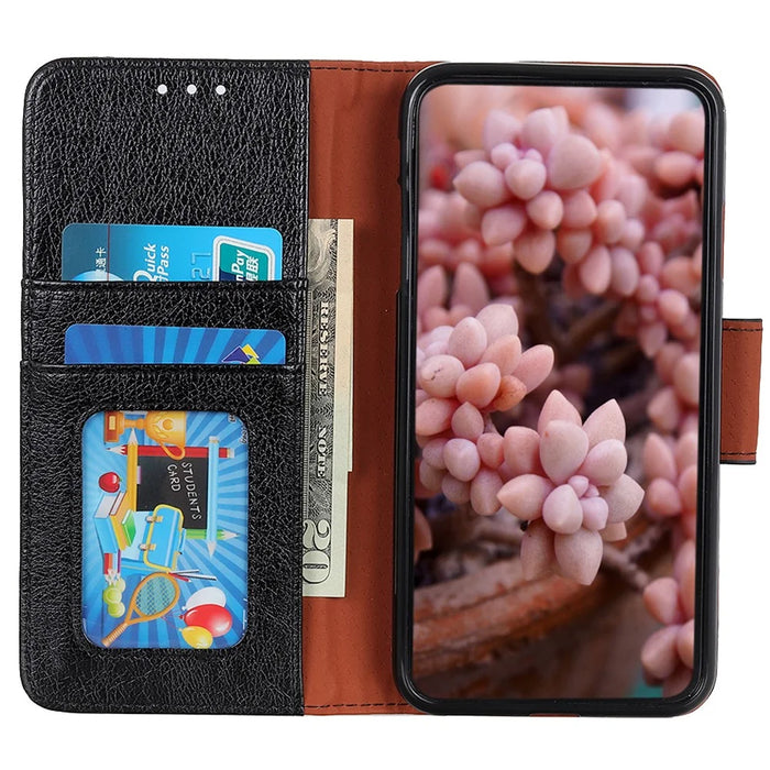 For Sony Xperia 1 V Split Leather Phone Case Nappa Texture Stand Wallet Magnetic Clasp Phone Cover - Black - 2