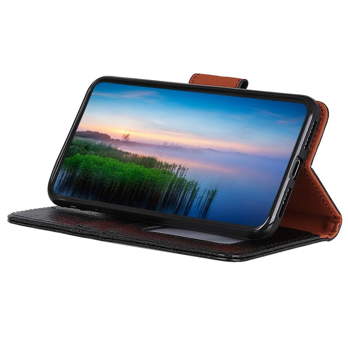 For Sony Xperia 1 V Split Leather Phone Case Nappa Texture Stand Wallet Magnetic Clasp Phone Cover - Black - 3