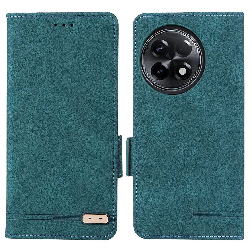 For OnePlus Ace 2 5G / 11R 5G Anti-scratch Magnetic PU Leather Anti-drop Case Hardware Decor Wallet Stand Shell - Blue - 1