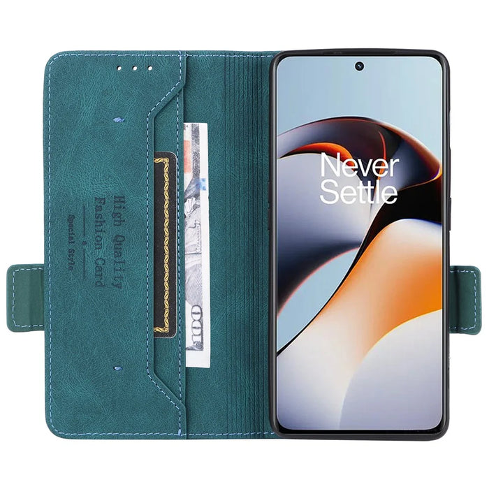 For OnePlus Ace 2 5G / 11R 5G Anti-scratch Magnetic PU Leather Anti-drop Case Hardware Decor Wallet Stand Shell - Blue - 2