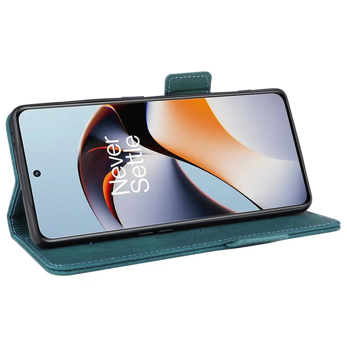 For OnePlus Ace 2 5G / 11R 5G Anti-scratch Magnetic PU Leather Anti-drop Case Hardware Decor Wallet Stand Shell - Blue - 3