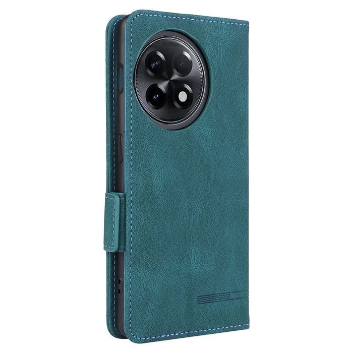 For OnePlus Ace 2 5G / 11R 5G Anti-scratch Magnetic PU Leather Anti-drop Case Hardware Decor Wallet Stand Shell - Blue - 6