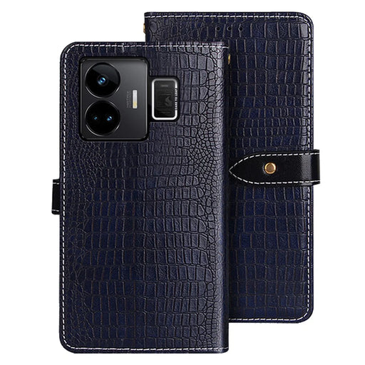 IDEWEI For Realme GT Neo 5 5G / GT3 5G Crocodile Texture Stand Flip Leather Phone Cover Wallet Phone Case - Blue - 1
