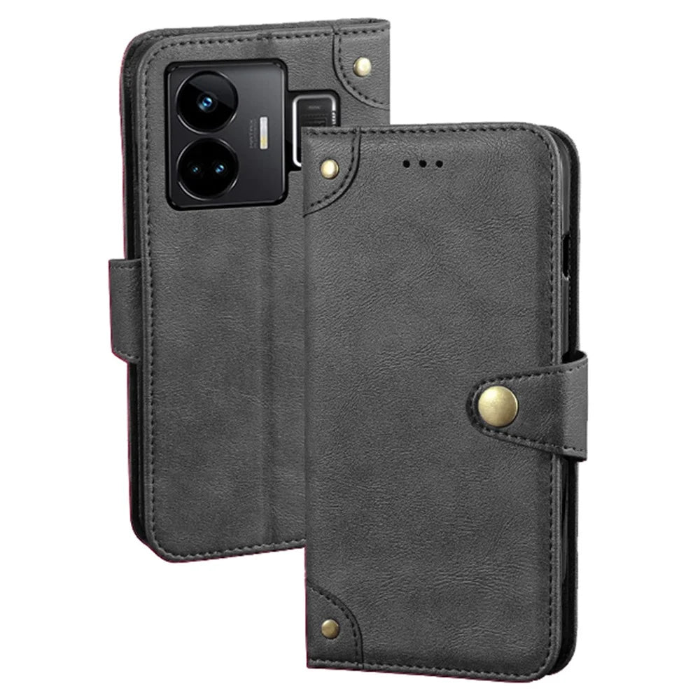 IDEWEI For Realme GT Neo 5 5G / GT3 5G Cell Phone Case Flip Leather Wallet Cell Phone Stand Cover - Black - 1