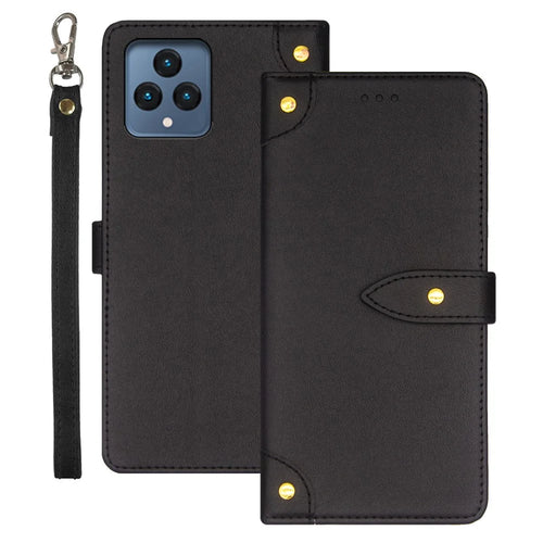 IDEWEI For T-Mobile REVVL 6 5G Leather Phone Case with Card Slots Stand Mobile Protective Phone Cover - Black - 1