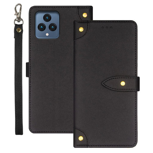 IDEWEI For T-Mobile REVVL 6 5G Leather Phone Case with Card Slots Stand Mobile Protective Phone Cover - Black - 1