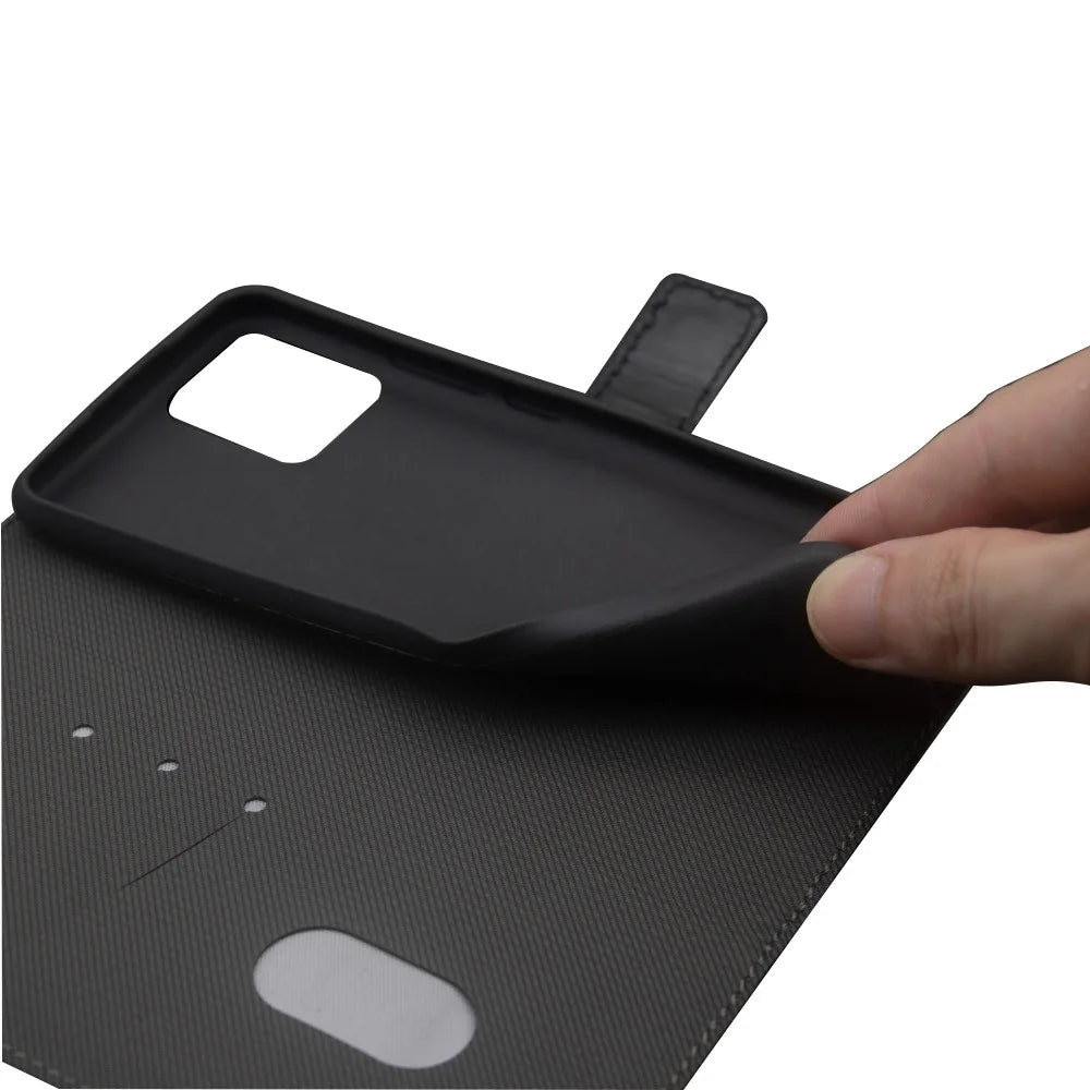 IDEWEI For T-Mobile REVVL 6 5G Card Slots Phone Case Color Splicing Leather Stand Cover with Wrist Strap - Black - 4