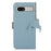 For Google Pixel 7a Wallet Stand Phone Cover RFID Blocking Genuine Cow Leather Phone Case - Blue - 7