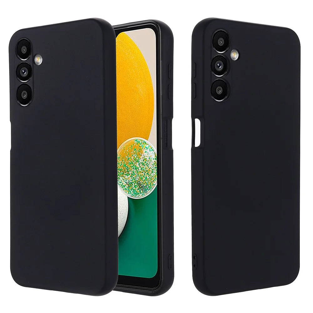 Phone Case for Samsung Galaxy A14 5G / A14 4G Soft Lining Liquid Silicone Protective Cover with Strap - Black - 2