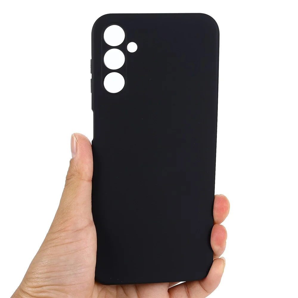 Phone Case for Samsung Galaxy A14 5G / A14 4G Soft Lining Liquid Silicone Protective Cover with Strap - Black - 4