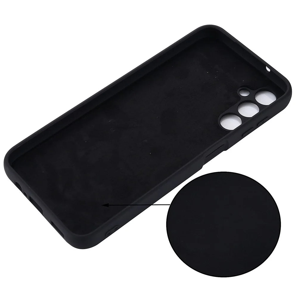 Phone Case for Samsung Galaxy A14 5G / A14 4G Soft Lining Liquid Silicone Protective Cover with Strap - Black - 6
