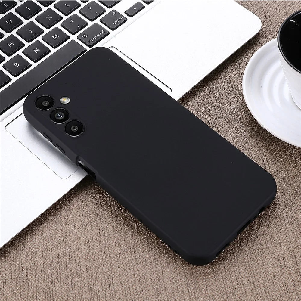 Phone Case for Samsung Galaxy A14 5G / A14 4G Soft Lining Liquid Silicone Protective Cover with Strap - Black - 7