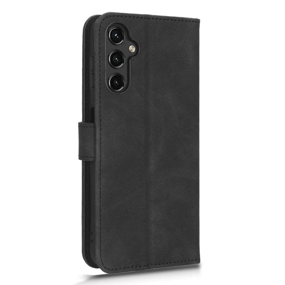 For Samsung Galaxy A24 4G (162.1 x 77.6 x 8.3mm) Skin-touch Phone Case Stand Wallet TPU+PU Leather Shockproof Phone Cover - Black - 5