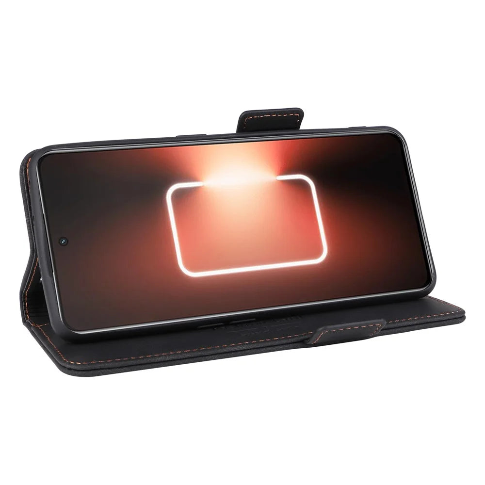 For Realme GT Neo 5 5G / GT3 5G Magnetic PU Leather Anti-drop Case Hardware Decor Wallet Stand Shell - Black - 3