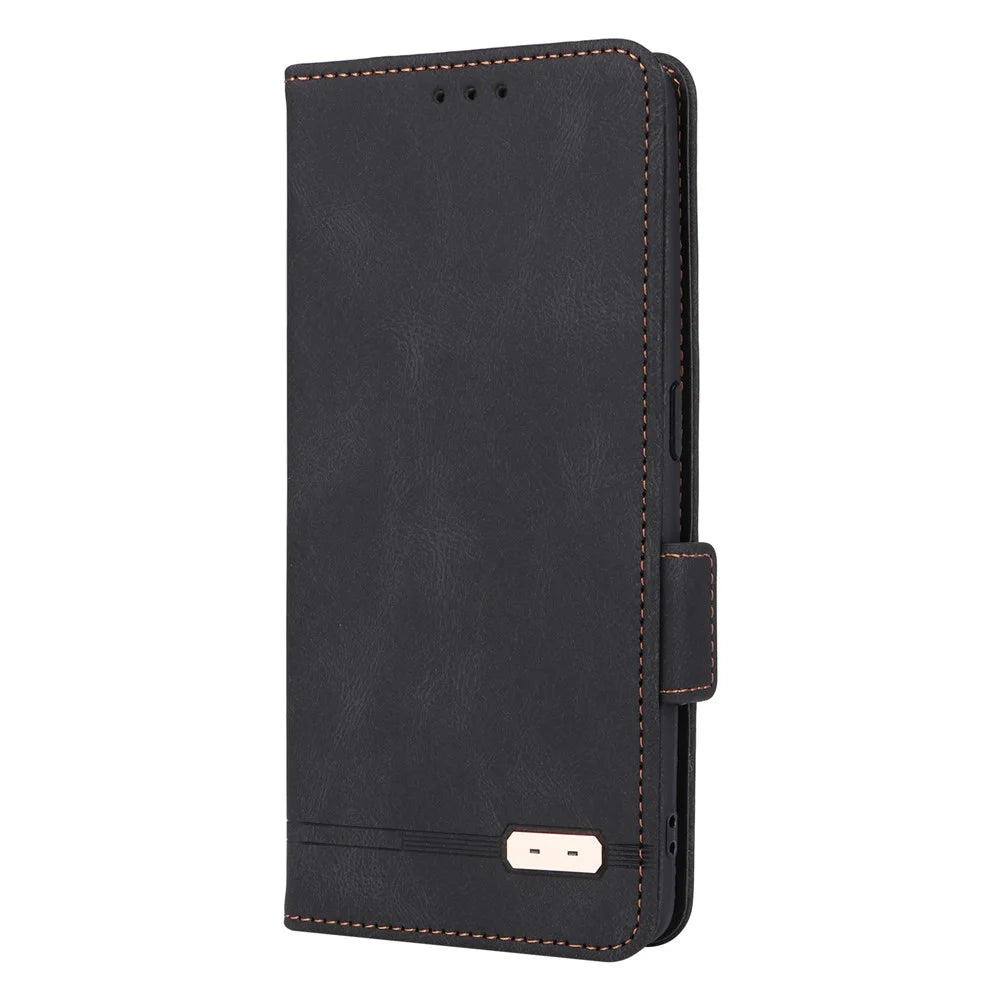 For Realme GT Neo 5 5G / GT3 5G Magnetic PU Leather Anti-drop Case Hardware Decor Wallet Stand Shell - Black - 6