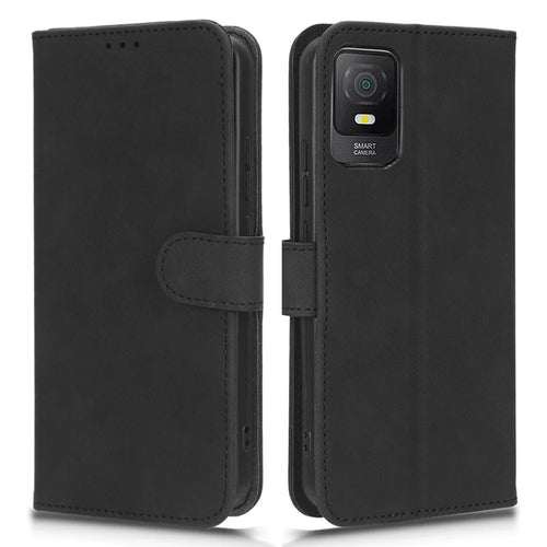 For TCL 403 Mobile Phone Case Stand Wallet Shockproof TPU+PU Leather Phone Cover - Black - 1