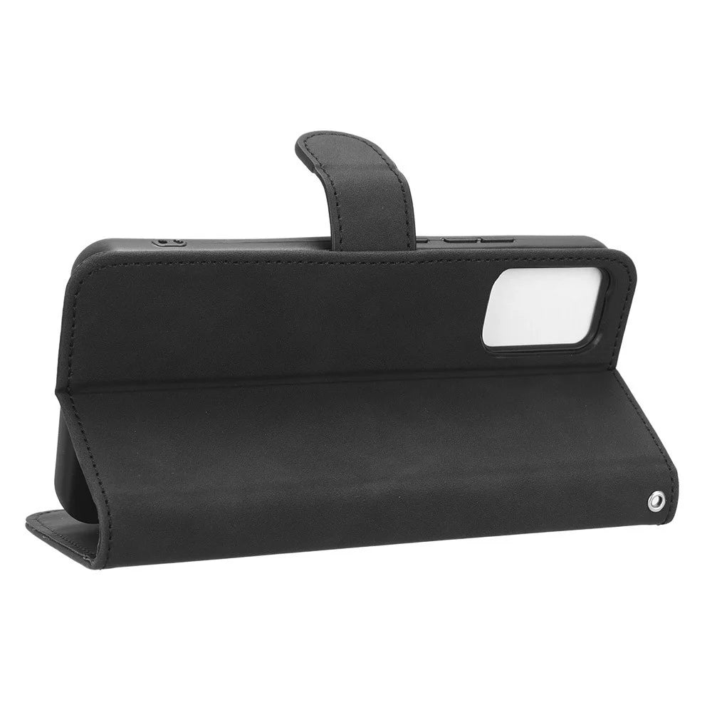 For TCL 403 Mobile Phone Case Stand Wallet Shockproof TPU+PU Leather Phone Cover - Black - 3