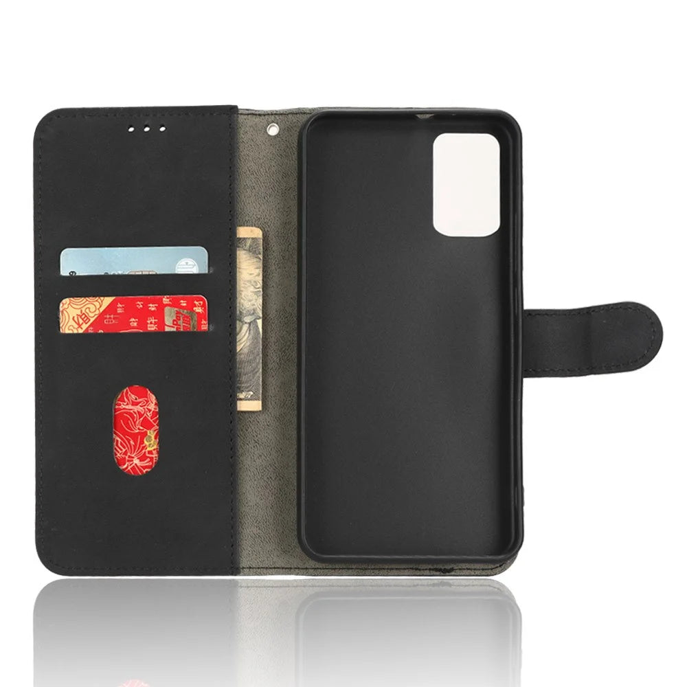 For TCL 403 Mobile Phone Case Stand Wallet Shockproof TPU+PU Leather Phone Cover - Black - 4