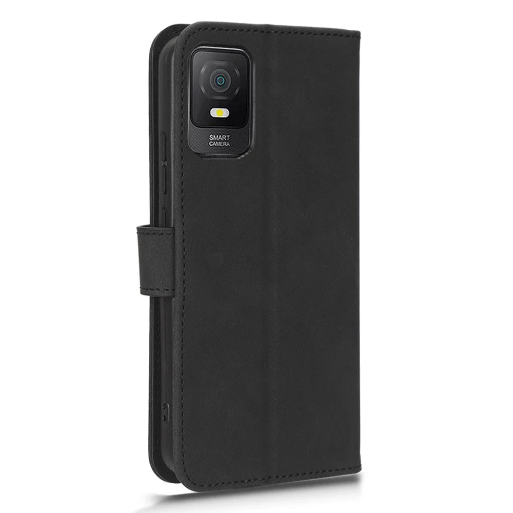 For TCL 403 Mobile Phone Case Stand Wallet Shockproof TPU+PU Leather Phone Cover - Black - 5