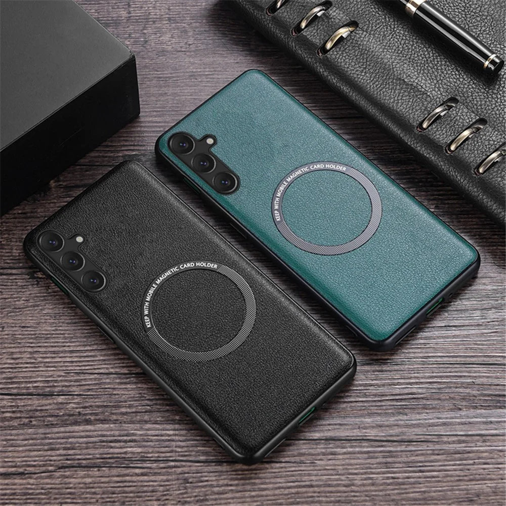 For Samsung Galaxy A14 5G / A14 4G PU Leather+PC+TPU Phone Case Smartphone Cover Magnetic Case- Green - 3