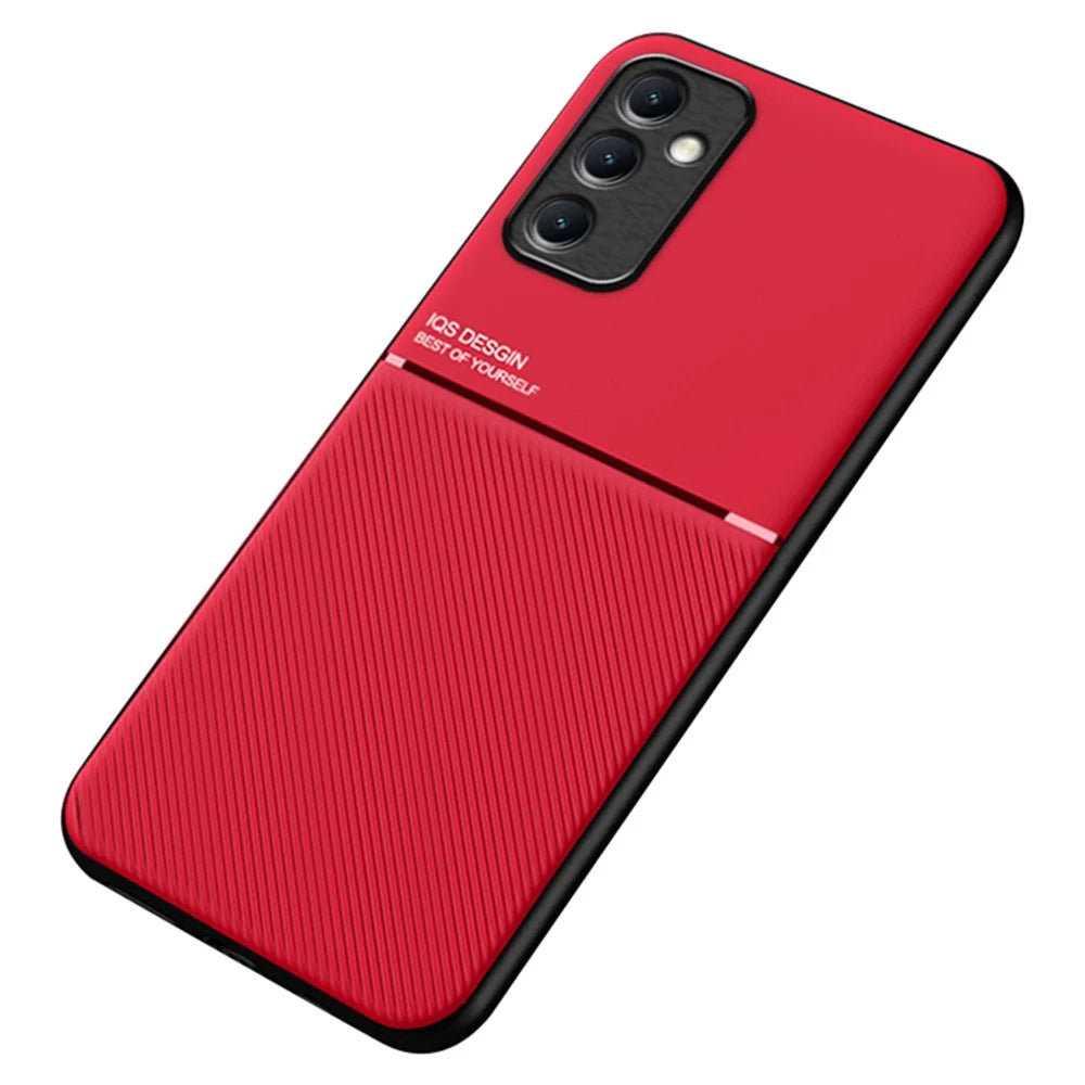 Shockproof Shell for Samsung Galaxy A54 5G Phone Case Lines Imprinted PU Leather TPU Cover - Red - 1